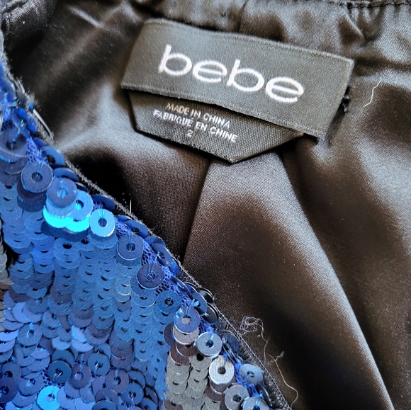 Bebe Blue Sequin Mini skirt size 2 - Picture 4 of 4